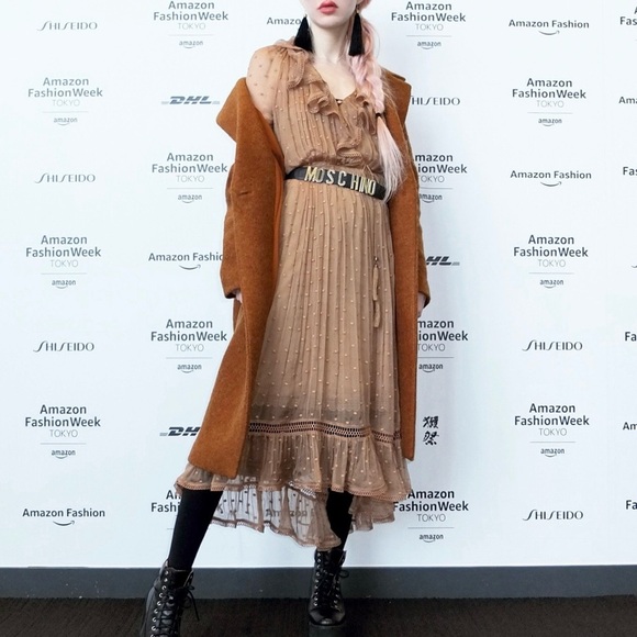 ZIMMERMANN Tulsi Dot Frill Tan Camel Ruffled Midi Dress - Picture 2 of 13